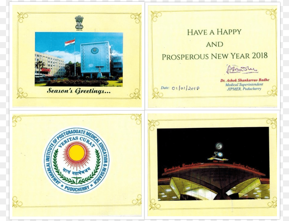Happy New Year Greetings From Medical Superintendent Jawaharlal Institute Of Postgraduate Medical Education, Advertisement, Architecture, Building, Text Free Png