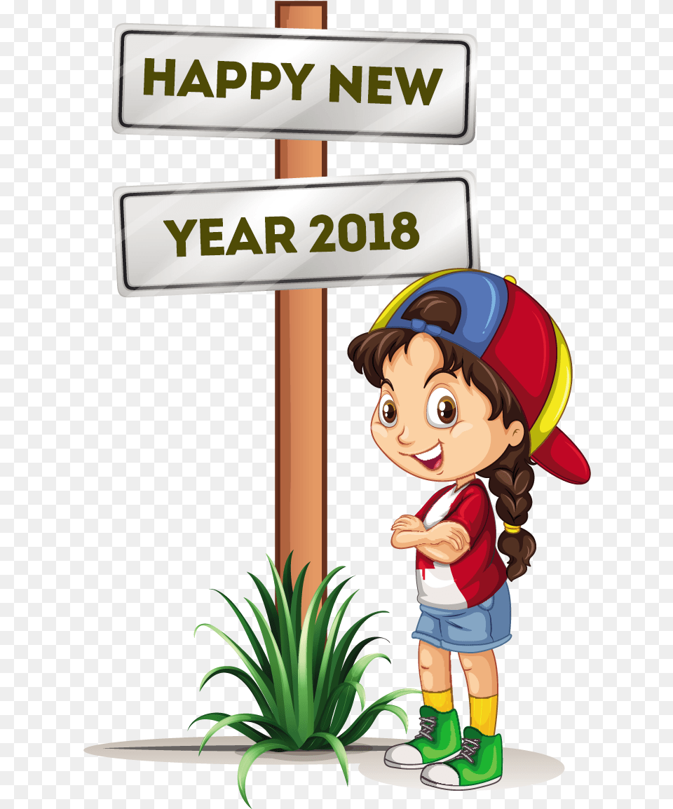 Happy New Year Happy New Year 2018 Girl, Book, Comics, Publication, Baby Free Png