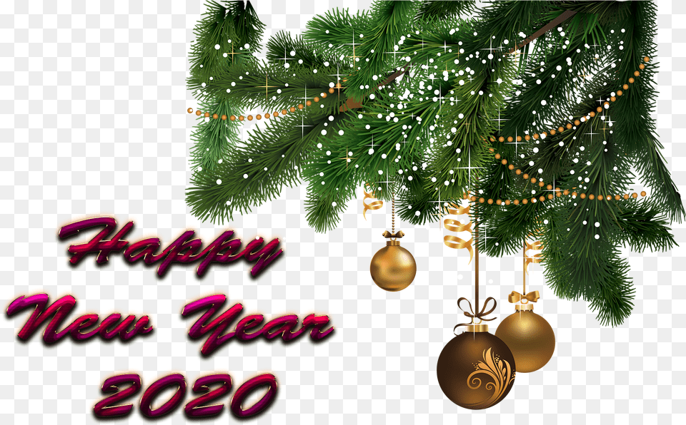 Happy New Year 2020 Clipart Christmas Transparent Background, Plant, Tree, Christmas Decorations, Festival Png Image