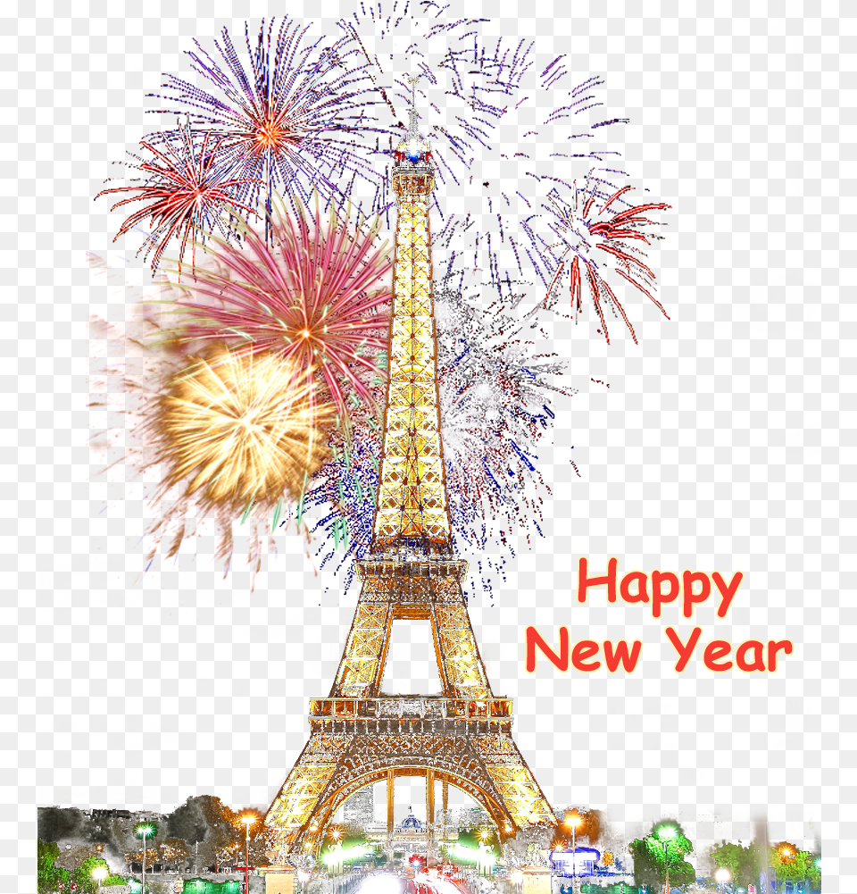 Happy New Year No Background Image Happy New Year Paris, Fireworks, Architecture, Building, Tower Png