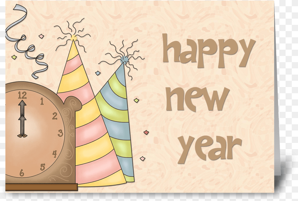 Happy New Year Party Hats Clock Greeting Card Saint Nicholas Day, Clothing, Hat Free Png
