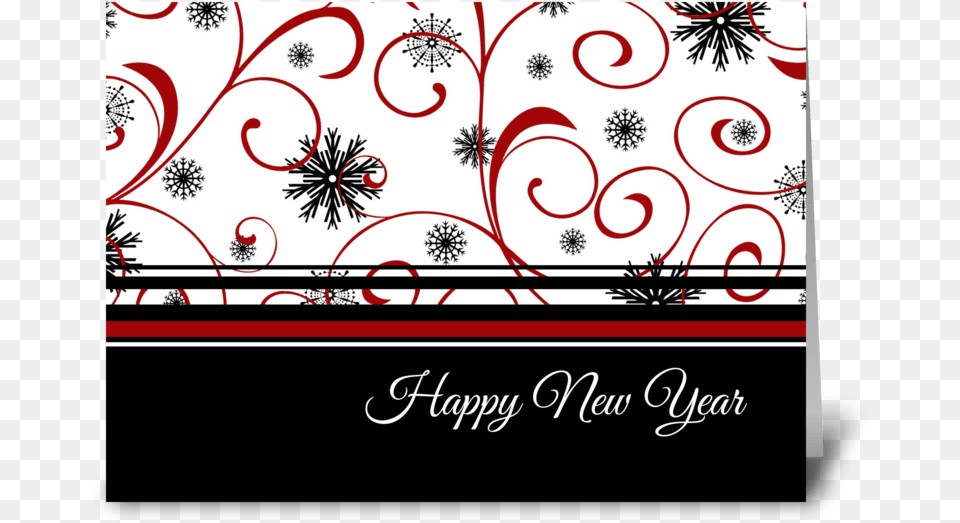 Happy New Year Red Black And White Greeting Card Black And Red Happy New Years, Art, Floral Design, Graphics, Pattern Free Png Download