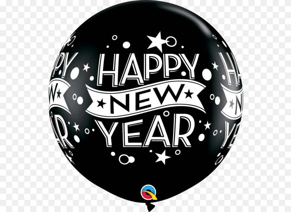 Happy New Year Round Circle, Balloon, Sphere, Helmet Png Image