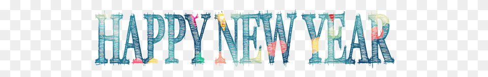 Happy New Year Sketch Text, Art, Graphics, Modern Art, City Png Image