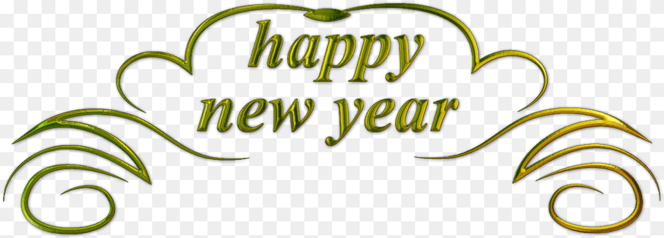 Happy New Year Text 3 Happy New Year Text Green, Calligraphy, Handwriting Free Png