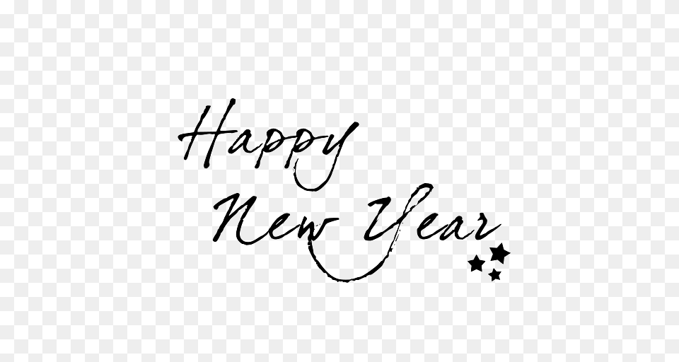 Happy New Year Three Little Stars, Handwriting, Text, Calligraphy Free Png