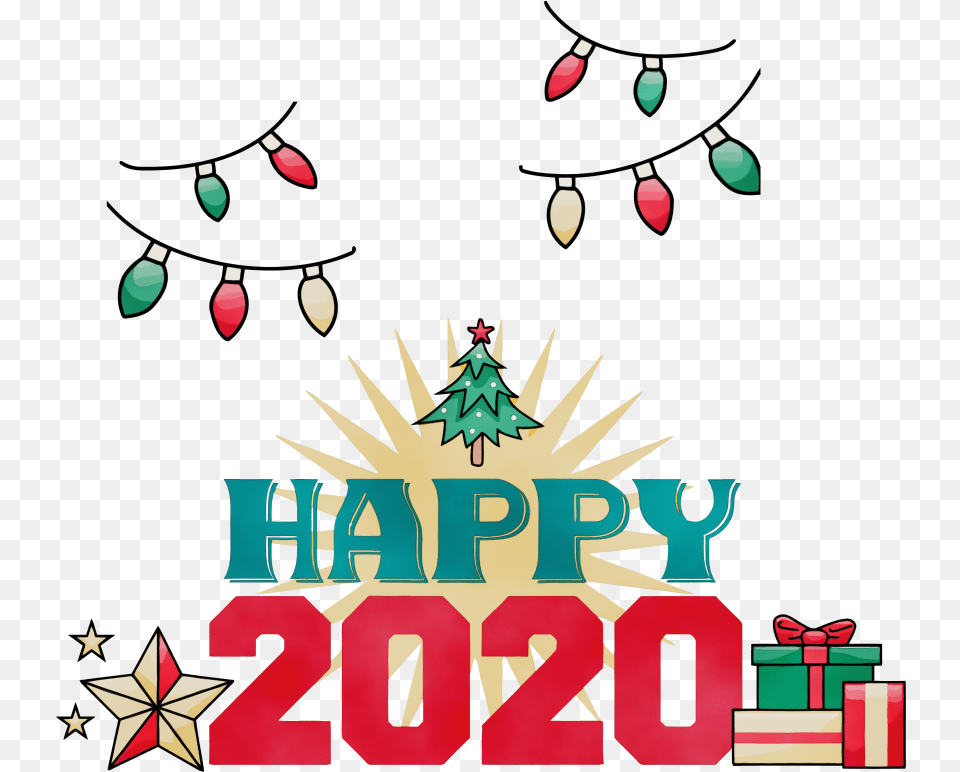 Happy New Year With Stars Happy New Year Imge 2020 Free Transparent Png