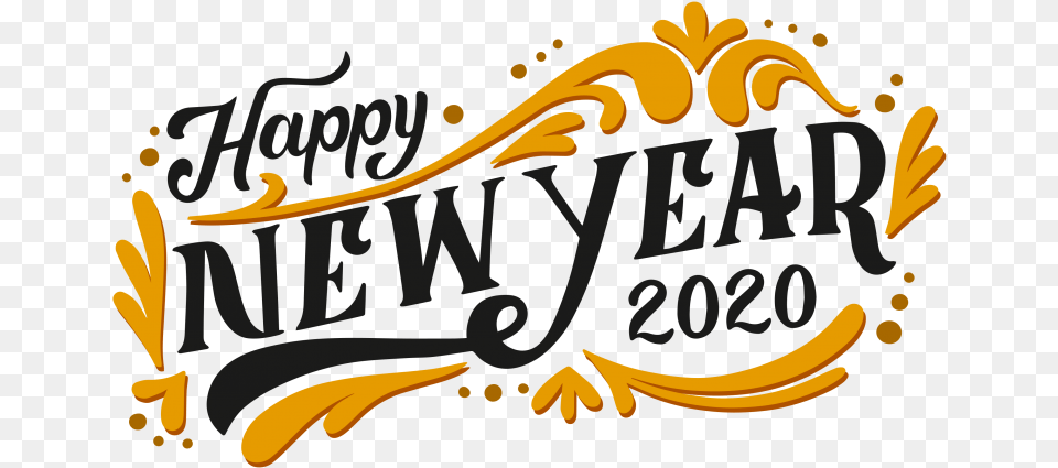 Happy New Year With Vintage Lettering Happy New Year, Text, Logo, Animal, Dinosaur Free Transparent Png