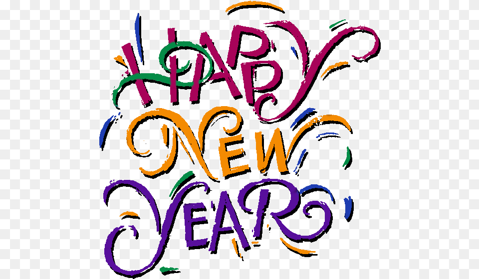 Happy New Year Word Art, Light, Text Png