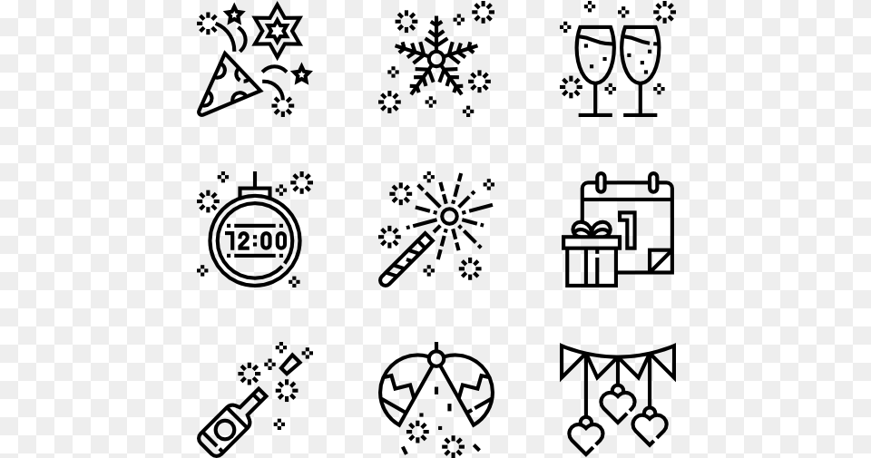 Happy Newyear Pixel Icons, Gray Png