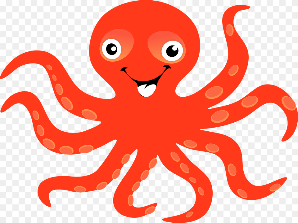 Happy Octopus Clipart, Animal, Sea Life, Invertebrate, Food Png