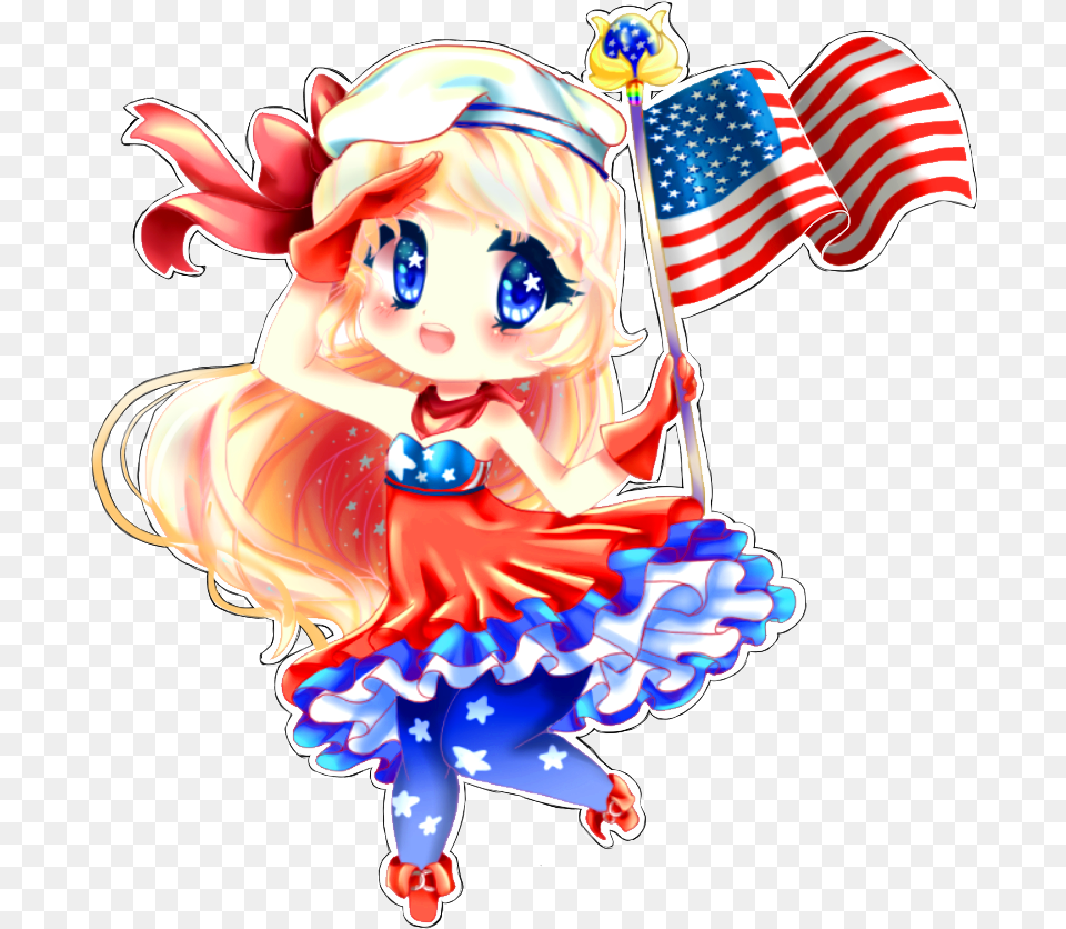 Happy Of July Anime 4th Of July, American Flag, Flag, Baby, Person Png Image