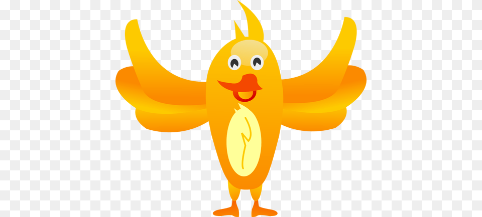 Happy Orange Bird With Wings Spread Wide Vector Image Public, Banana, Food, Fruit, Plant Png