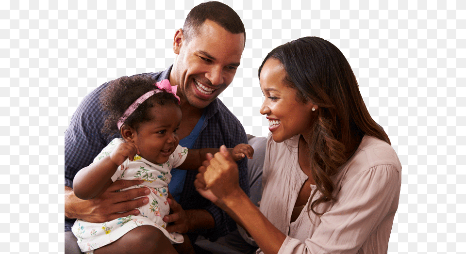 Happy Parents Playing With Baby Girl On Dadquots Knee Black Parents With Baby, Adult, Person, People, Woman Free Png