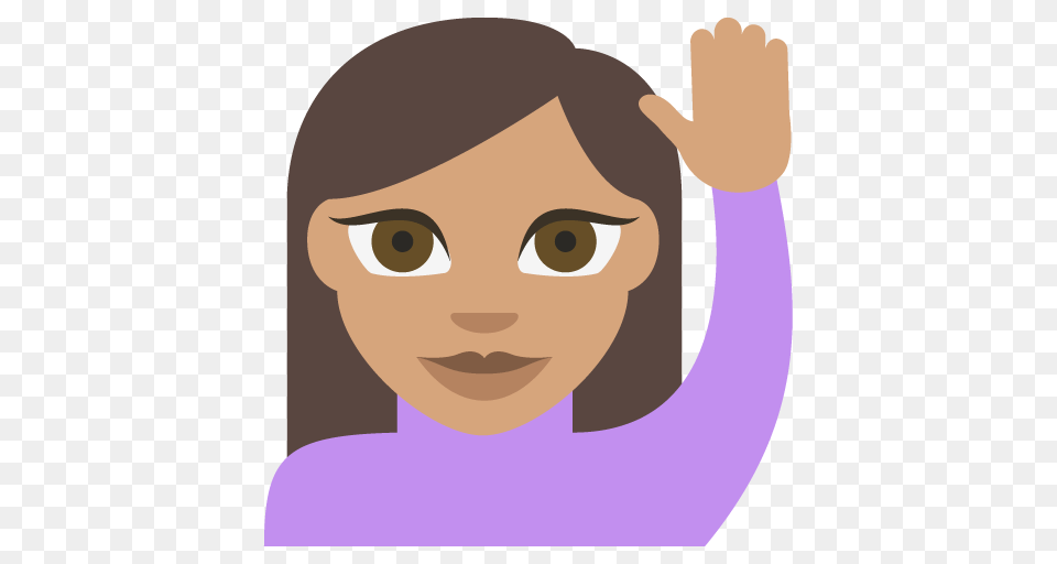 Happy Person Raising One Hand Medium Skin Tone Emoji Emoticon, Baby, Face, Head, Photography Png