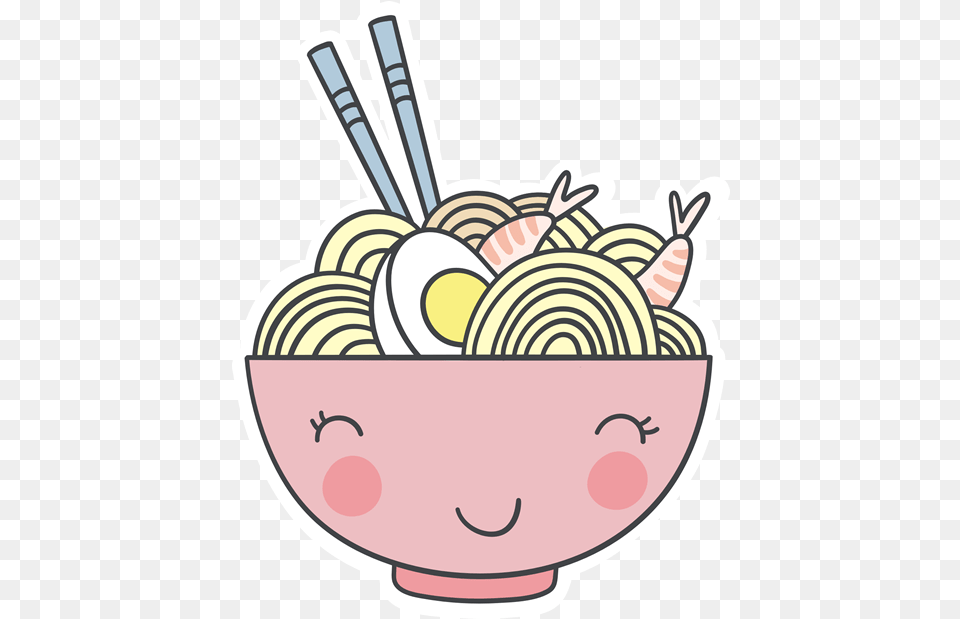 Happy Pink Ramen Clipart Happy, Cutlery, Bowl, Cream, Dessert Png