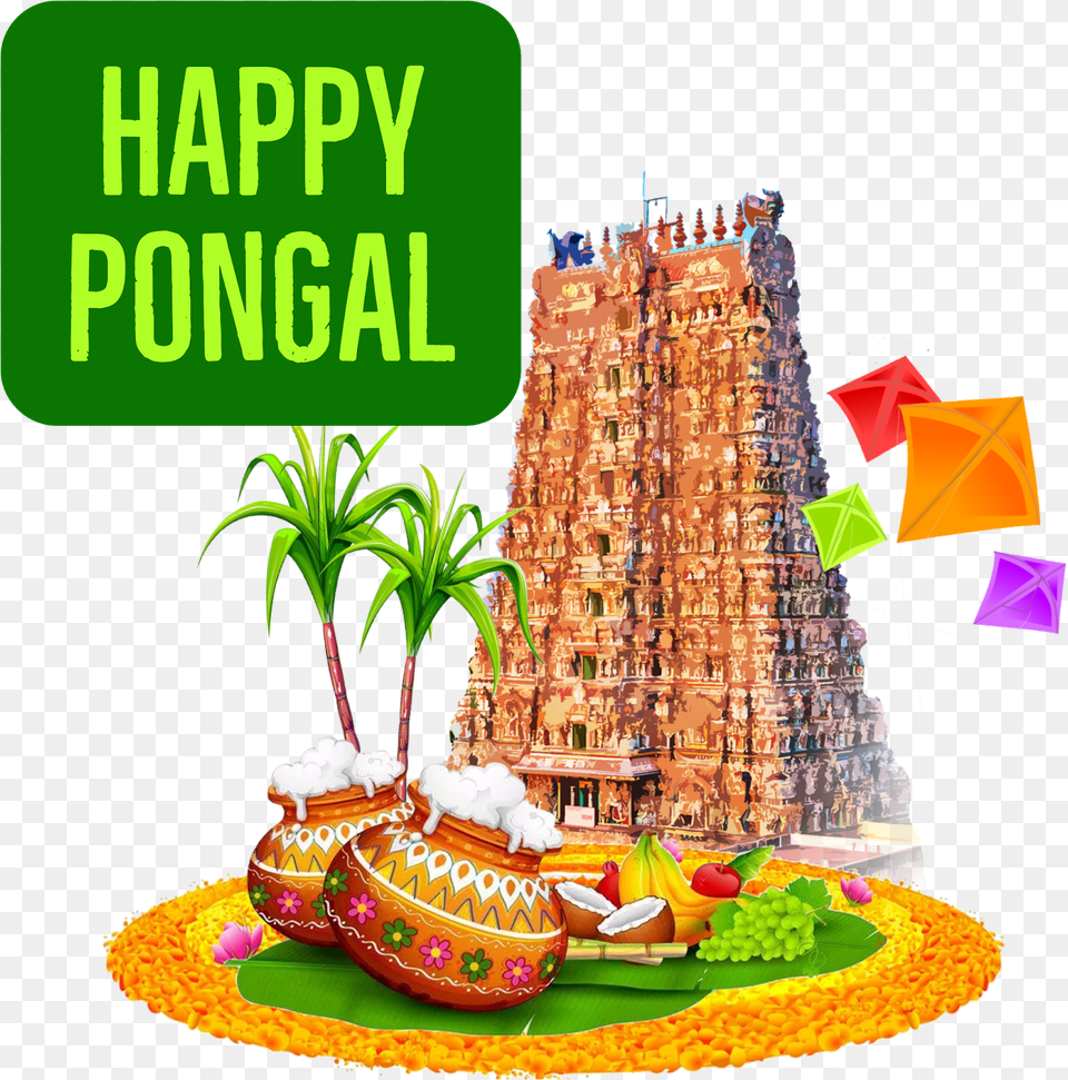Happy Pongal Temple Kites For What S App Sticker Pongal Background Images Png