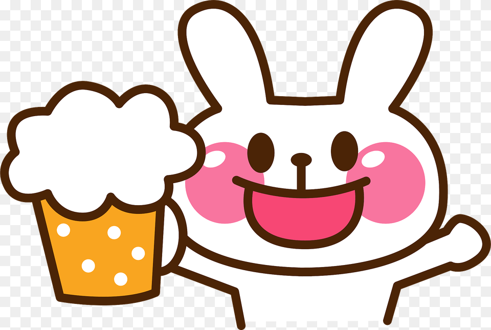 Happy Rabbit Is Drinking Beer Clipart, Cream, Dessert, Food, Ice Cream Free Png Download