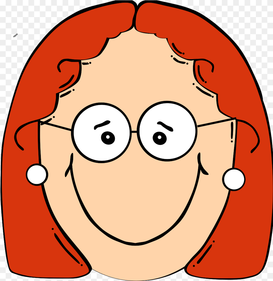 Happy Red Head Girl With Glasses Svg Clip Art For Web Happy Face Person Cartoon, Baby Png