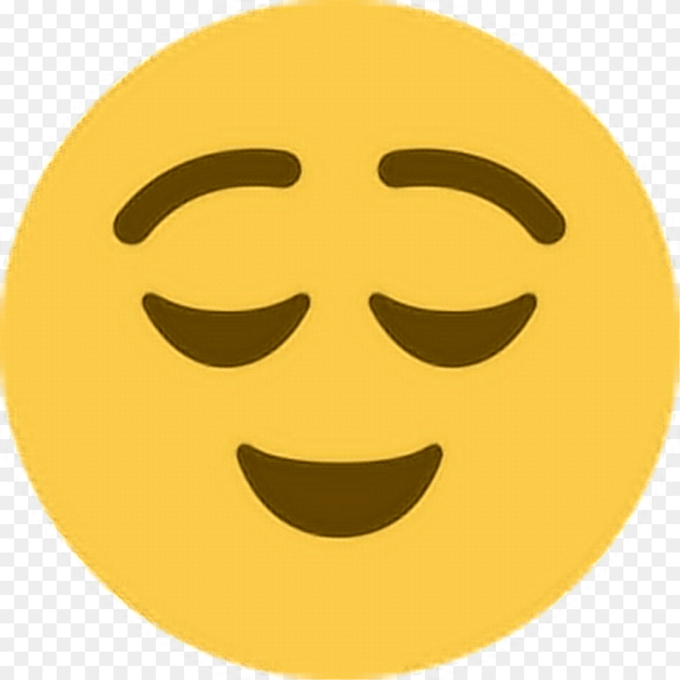 Happy Relieved Smile Emoji Emoticon Face Expression Relieved Face Emoji, Head, Person, Food, Fruit Free Transparent Png