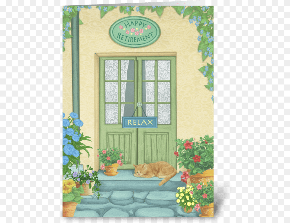 Happy Retirement Greeting Card Window, Potted Plant, Plant, Door, Flower Free Png