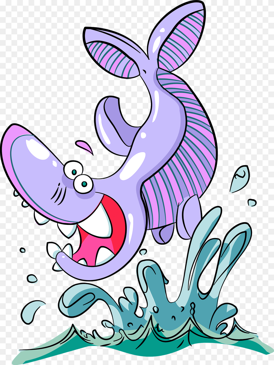 Happy Shark Yeah Clipart, Cartoon, Purple, Animal, Fish Png Image