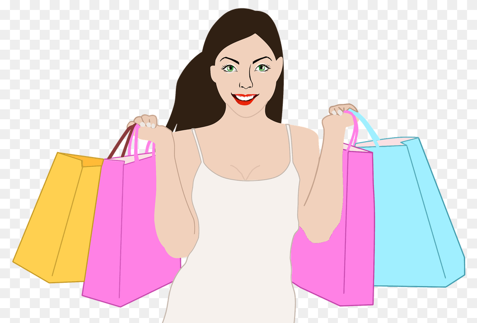 Happy Shopping Woman Clipart, Bag, Person, Adult, Female Free Png
