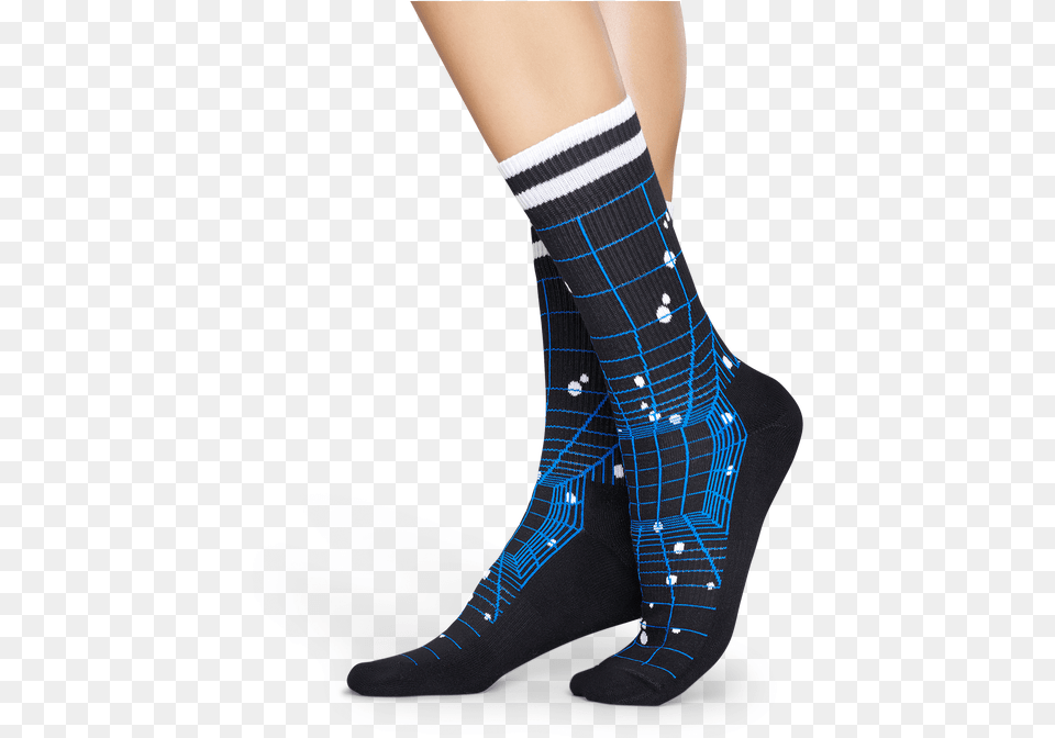 Happy Socks Athletic Grid Sock Sock, Clothing, Hosiery, Person Png Image
