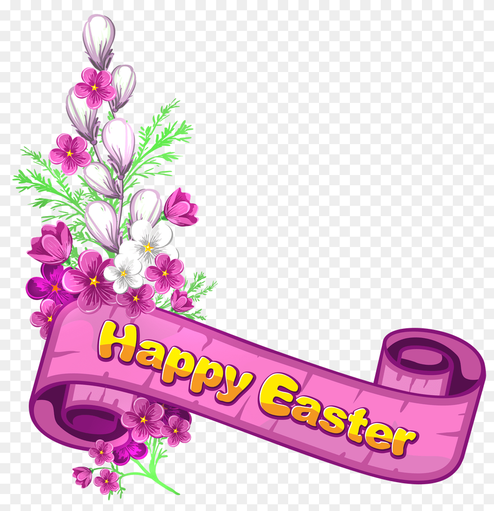 Happy Spring Clip Art, Graphics, Purple, Flower, Plant Free Png
