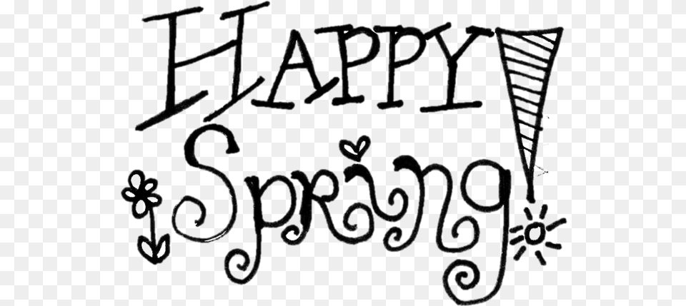 Happy Spring Cliparts Spring Break Clip Art Black And White, Text Png