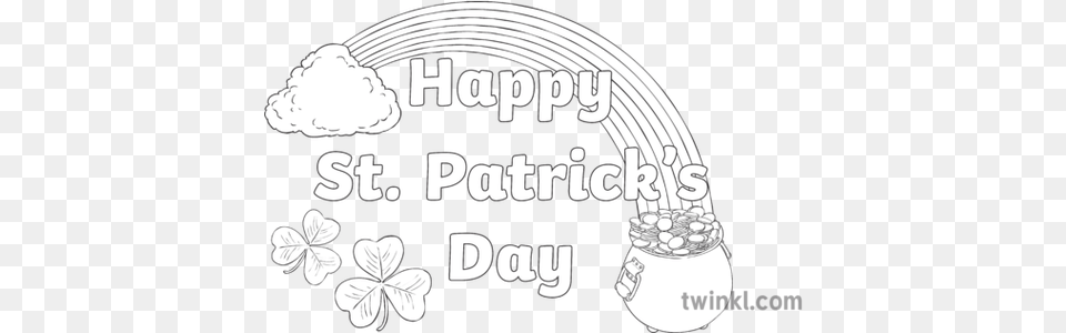 Happy St Patricks Day Colouring In Topics Ni Ks2 Black And White Line Art, Sticker, Flower, Plant, Text Free Png