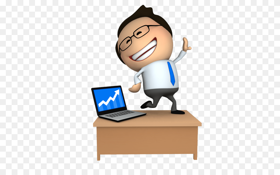 Happy Successful Business Cartoon Guy Images, Laptop, Box, Computer, Electronics Free Png Download