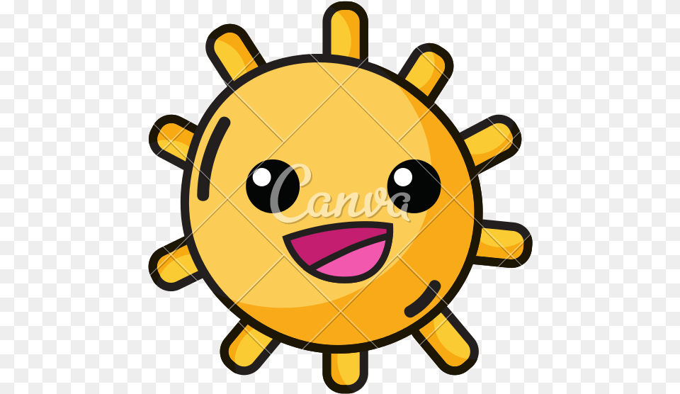 Happy Sun With Lights Ray Kawaii Icons By Canva Cycle Of 4th And 5th, Bulldozer, Machine, Toy Free Transparent Png