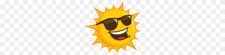 Happy Sun With Sunglasses Sticker, Accessories, Logo, Animal, Fish Png Image