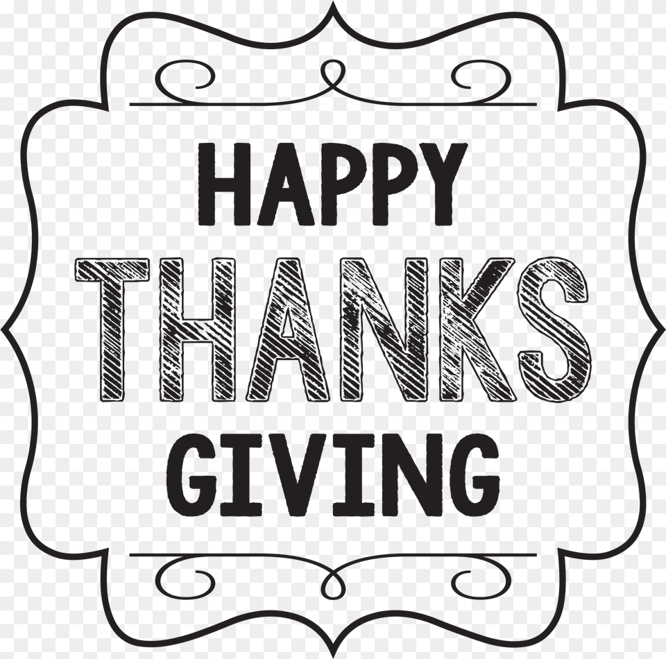 Happy Thanksgiving Black Illustration, Text Free Png Download