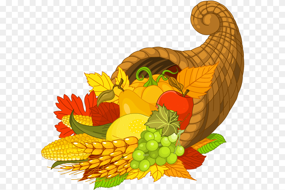 Happy Thanksgiving Cornucopia Front View Thanksgiving Cornucopia Clipart, Art, Food, Fruit, Plant Free Png Download