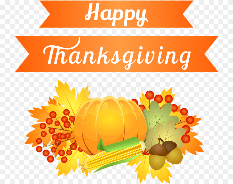 Happy Thanksgiving Decoration Happy Thanksgiving Clipart, Advertisement, Poster, Food, Leaf Free Png