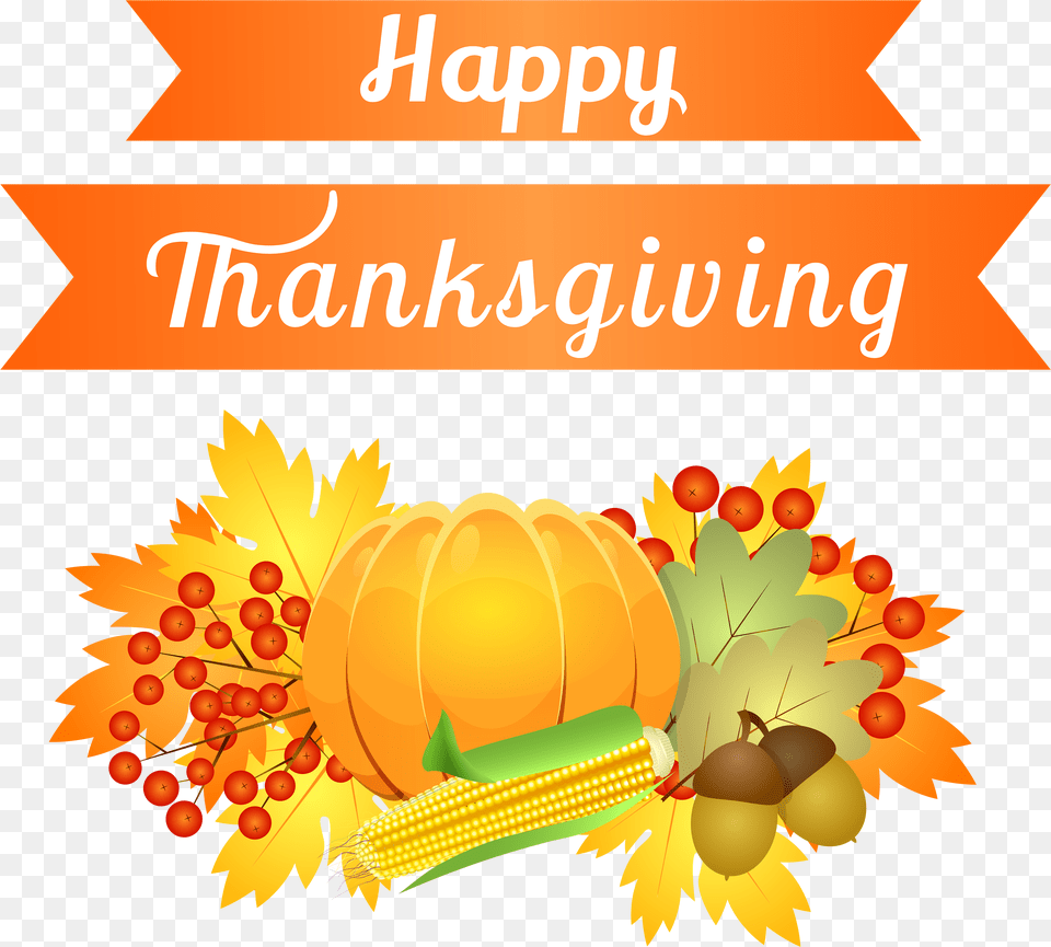 Happy Thanksgiving Decoration Happy Thanksgiving Clipart, Advertisement, Poster, Plant, Leaf Free Png Download