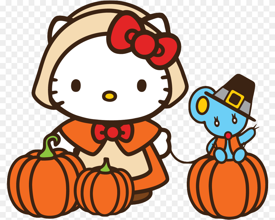 Happy Thanksgiving Hello Kitty, Food, Plant, Produce, Pumpkin Free Png Download