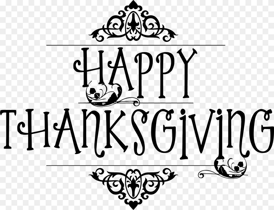 Happy Thanksgiving Typography Black No Background Clip Thanksgiving Black And White, Gray Free Png Download
