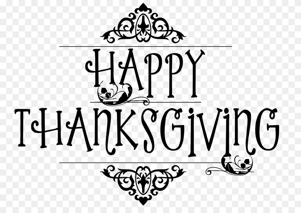 Happy Thanksgiving Typography Black No Background Clipart, Text, Calligraphy, Handwriting Png Image