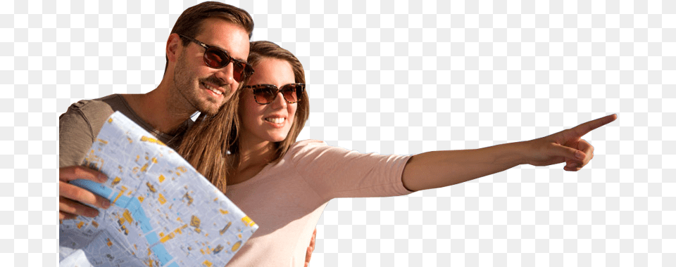 Happy Tourist Sightseeing With Map People On Holiday, Accessories, Sunglasses, Body Part, Person Free Png Download