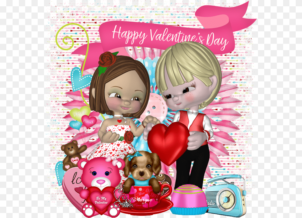 Happy Valentine S Day Cartoon, Person, People, Toy, Doll Free Png