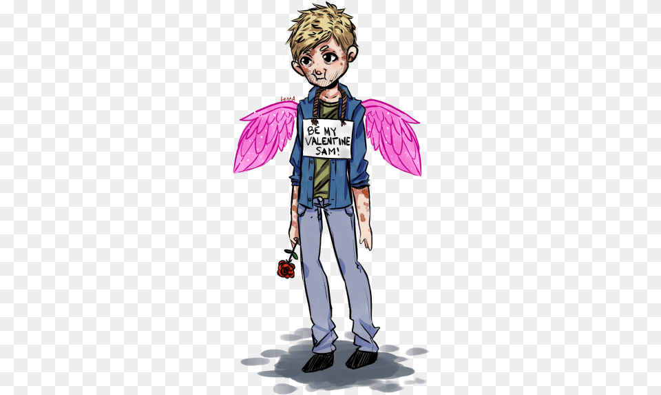 Happy Valentine39s Day Guys Lucifer Hot Pink Wings, Book, Comics, Publication, Boy Free Png Download