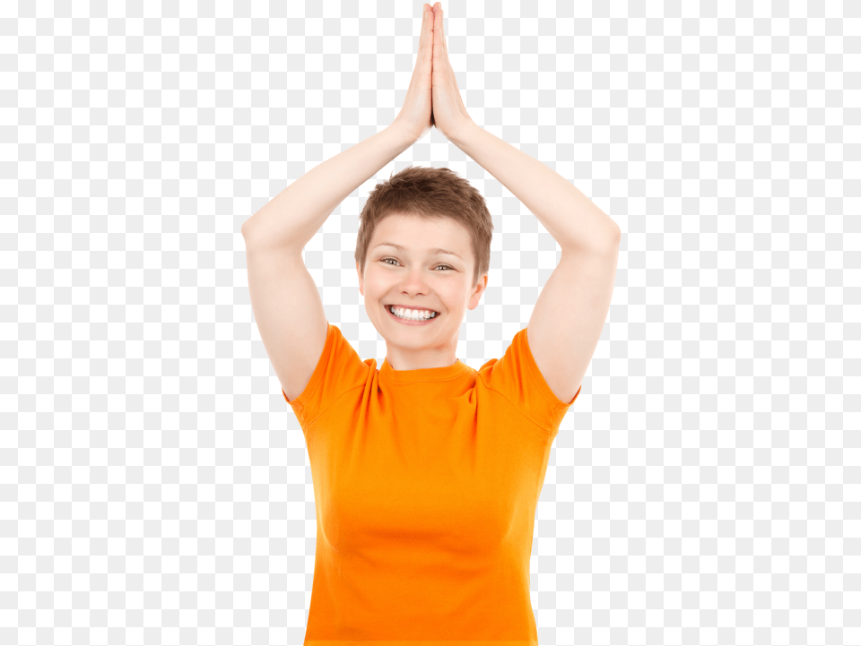 Happy Woman Joining Her Palms Together Girl, Photography, Adult, Portrait, Person Png Image