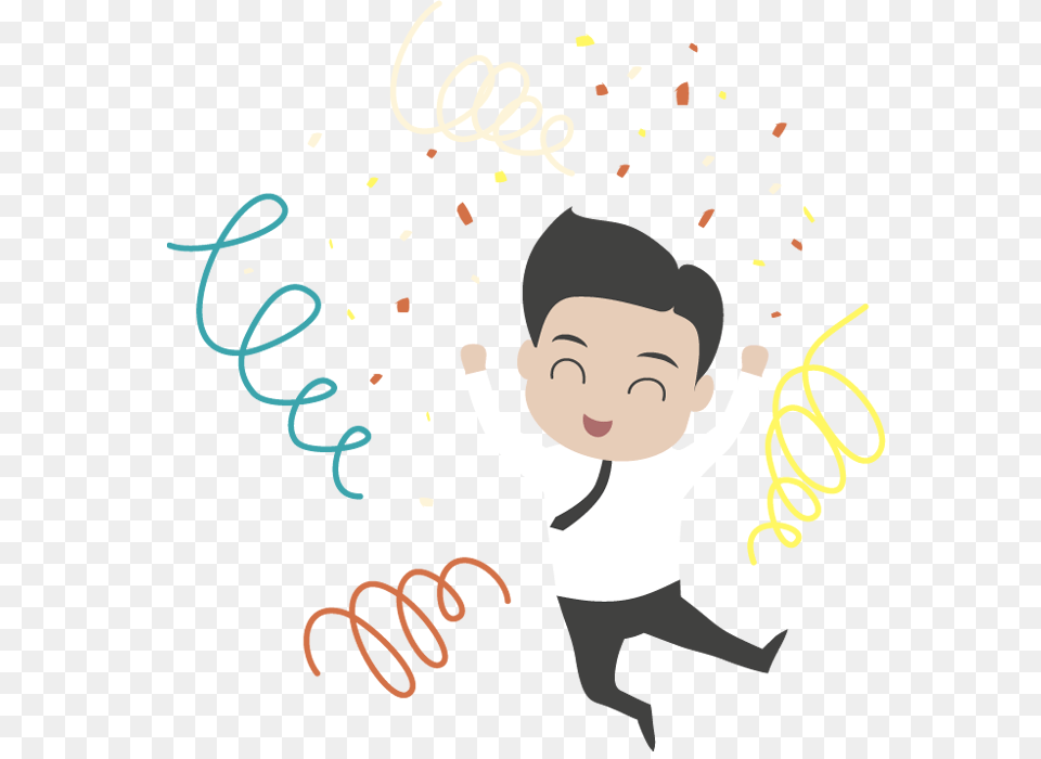 Happy Young Cartoon Businessman Jumping, People, Person, Face, Head Png Image