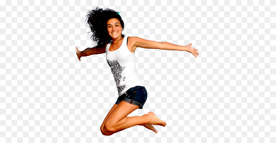 Happy Young Woman Jumping In The Sky Image, Finger, Body Part, Person, Leisure Activities Png