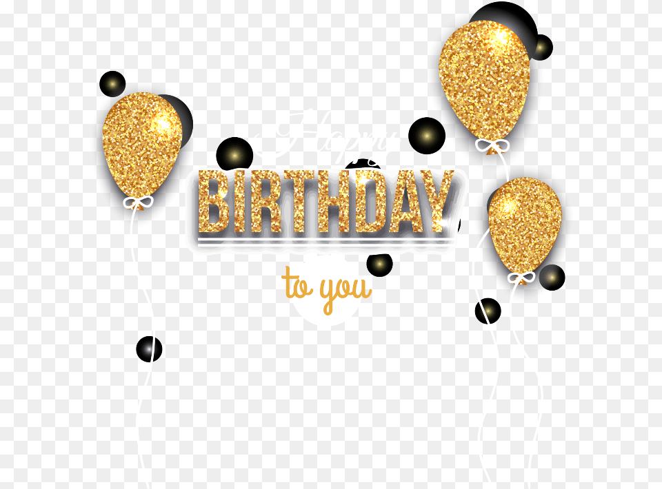 Happybirthday Birthday Balloons Golden Black Commemoration Illustration, Balloon, Lighting, Gold, Adult Free Png Download