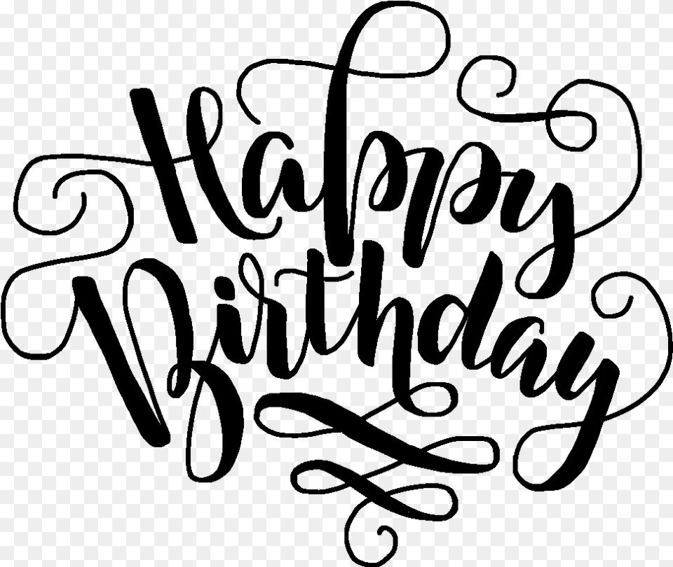 Happybirthday Birthday Birthdaywishes Happyday Happy Happy Birthday Calligraphy, Gray Free Transparent Png