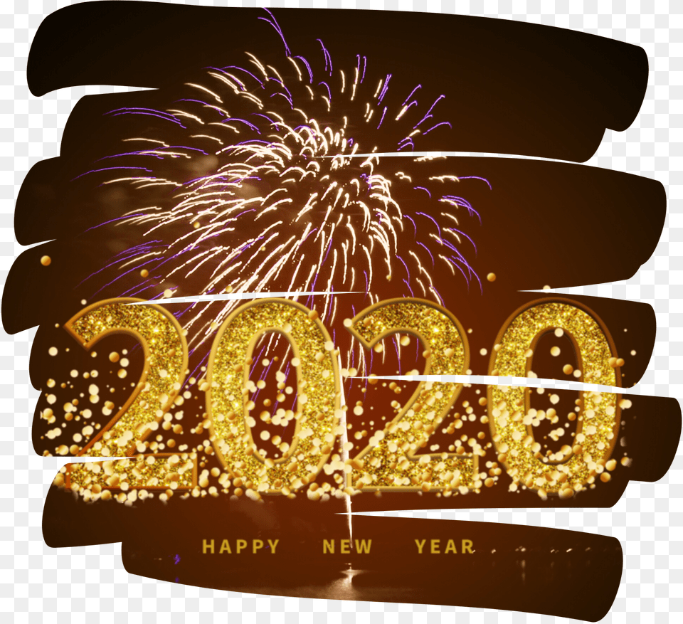 Happynewyear 2020 Glitter Gold Fireworks Night Fireworks, Ball, Sport, Tennis, Tennis Ball Png Image